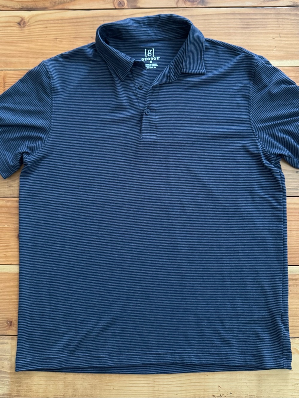 George Men's Navy and Dark Blue Thin-Striped Polo